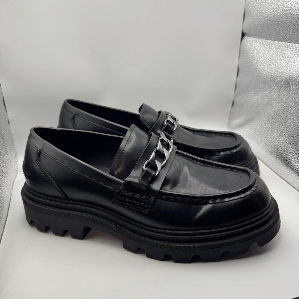Zara Mens Lug Sole Chain Loafers Black Chunky Platform Shoes 2605/420/800 43